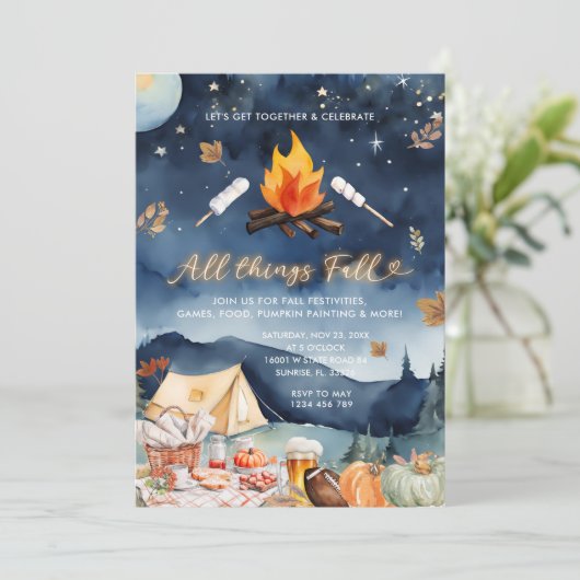 All das fällt in die Nachbarschaft Einladung (Stehend Vorderseite)