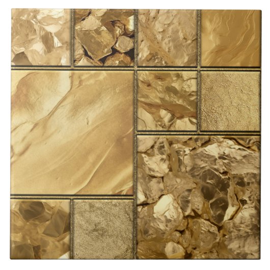 All das Gold - geometrisches Mosaikmuster N2 Fliese (Vorderseite)