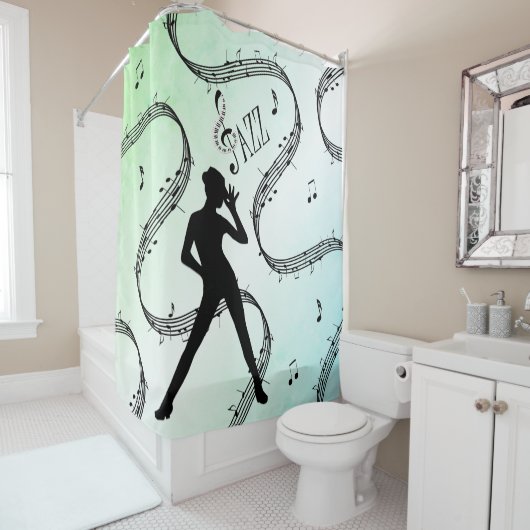 All das Jazz Dance Green Music Design Duschvorhang (Beispiel)