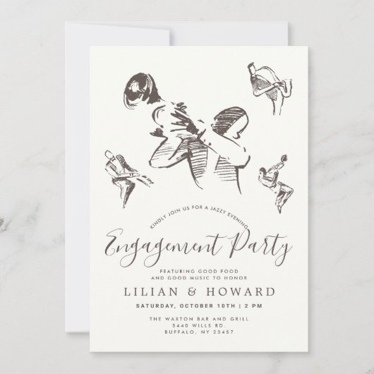 All das Jazz | Jazz Themed Engagement Party Einladung (Vorderseite)