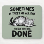 "All Day Doing Nothing" Funny Lazy Cat Mousepad (Vorne)