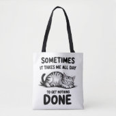 "All Day Doing Nothing" Funny Lazy Cat Tasche (Vorderseite)