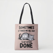 "All Day Doing Nothing" Funny Lazy Cat Tasche (Vorderseite)