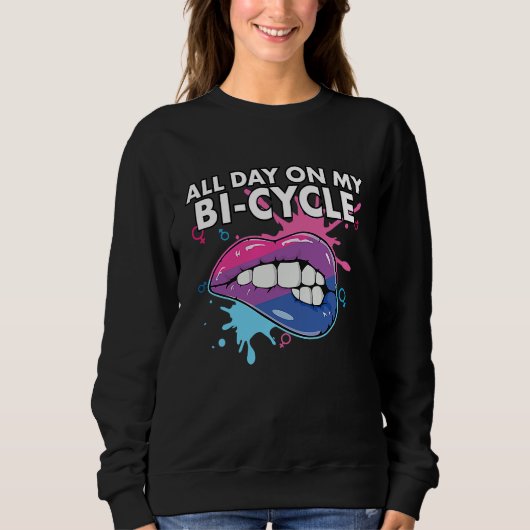 All Day On My Bi cycle Bisexual Rainbow Pride LGBT Sweatshirt (Vorderseite)