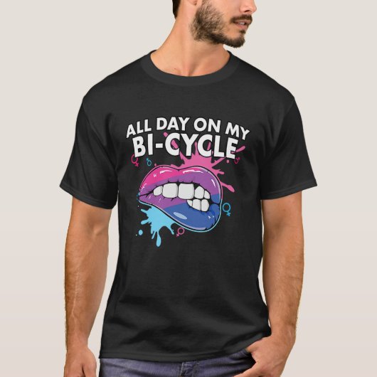 All Day On My Bi cycle Bisexual Rainbow Pride LGBT T-Shirt (Vorderseite)