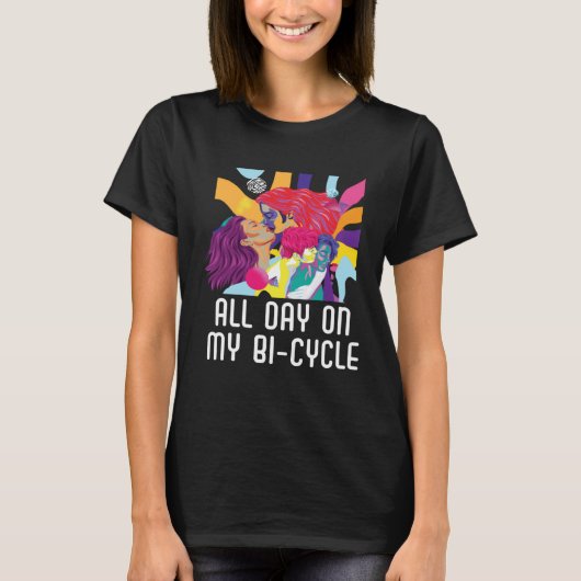 All Day On My Bi cycle Bisexual Rainbow Pride LGBT T-Shirt (Vorderseite)
