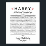 all die Dinge, die ich über dich zum Geburtstag Li Poster<br><div class="desc">Dies ist ein DO IT YOURSELF XX Gründe,  warum wir Sie Liebe. Rose Gründe,  warum wir Sie Liebe,  bearbeitbare 50 Gründe,  60. Geburtstag,  bearbeitbar,  80. Geburtstag,  Erinnerungen,  Liebe Sie,  Mama,  Rentner Sie können den Haupttext bearbeiten. Dekonstruiert von The Künstlerisch Apples Limited</div>