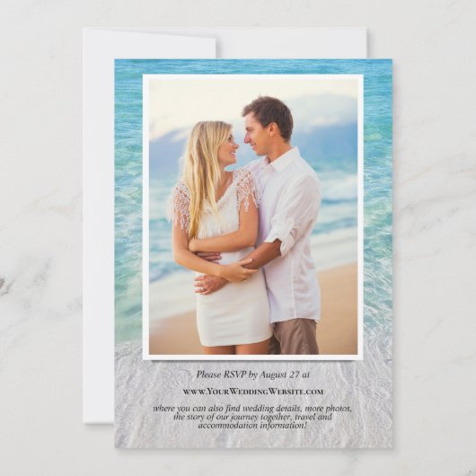 All dies in einem Foto Sandstrand Strand Glas Einladung (Rückseite)