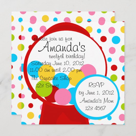 All diese Gumballs! Einladung (Vorne/Hinten)