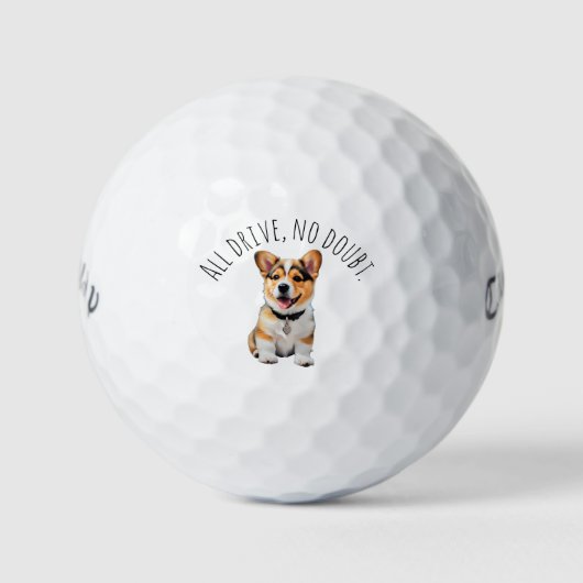 'All Drive, No Doubt' Confidence Humor Cute Corgi  Golfball (Vorderseite)