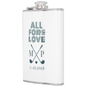 All Fore Love Monogramm | Dunkelgrün Modern  Flachmann (Links)