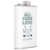 All Fore Love Monogramm | Dunkelgrün Modern  Flachmann (Rechts)