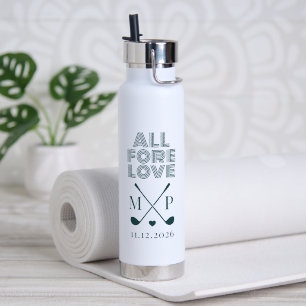 All Fore Love Monogramm Dunkelgrün Modern Trinkflasche