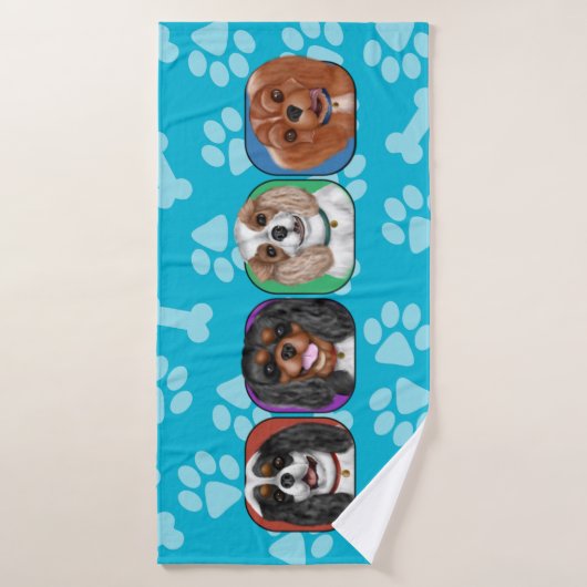 All Four Cavalier King Charles, Niedlich   Badehandtuch (Badehandtuch)