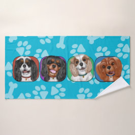 All Four Cavalier King Charles, Niedlich   Badehandtuch