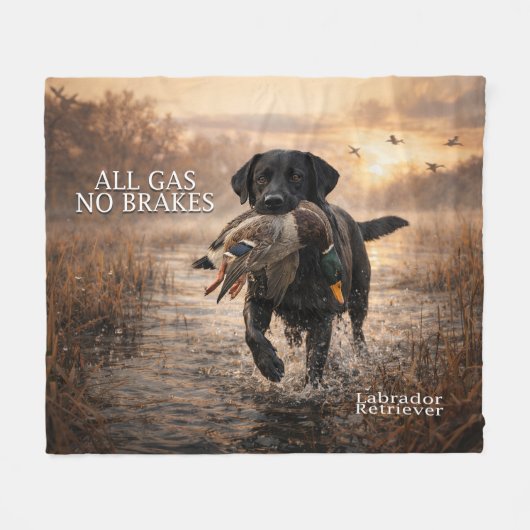 All Gas No Brakes Black Lab Fleecedecke (Vorderseite (Horizontal))
