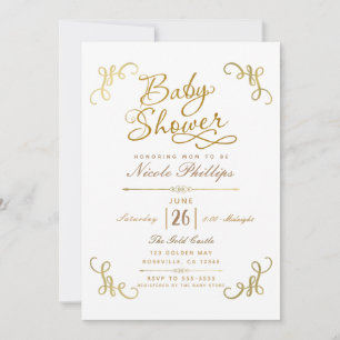 All Gold Faux Folie Babyparty-Skript-Type Einladung