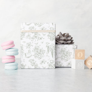 All Green Florales Vintage Teddy Bär Baby Shower Geschenkpapier