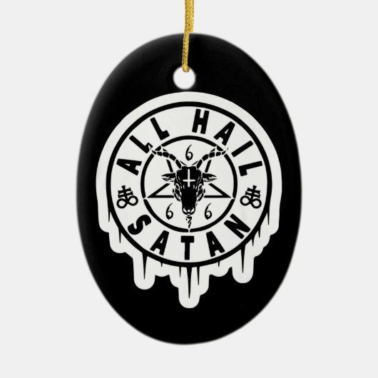 All Hail Satan 666 Baphomet Ziege Kopf Satanic Pag Keramik Ornament (Vorne)