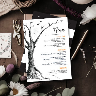 All Hallow Halloween Orange Rose Flat Menu Menükarte
