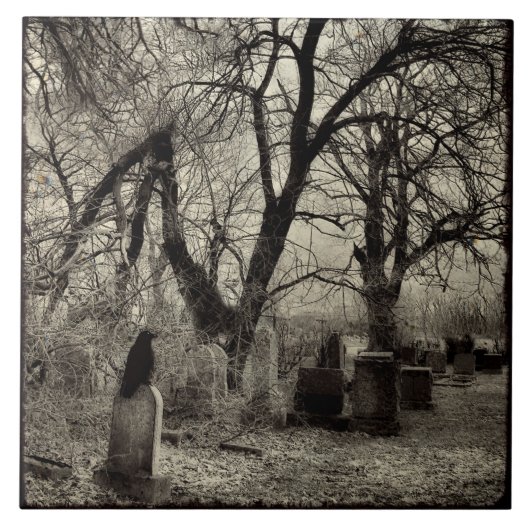 All Hallow's Eve Crow Fliese (Vorderseite)