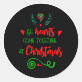 All Hearts Come Together At Christmas Holiday Kids Runder Aufkleber (Vorderseite)