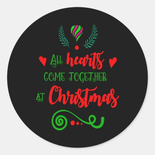 All Hearts Come Together At Christmas Holiday Kids Runder Aufkleber (Vorderseite)