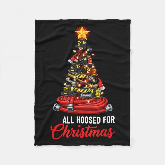 All Hoosed Christmas Firefighter Tree Shirt, Firem Fleecedecke (Vorderseite)