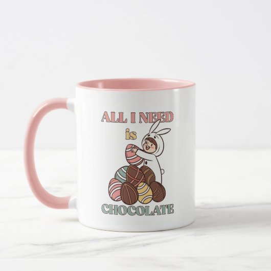 All I Need Is Chocolate – Funny Easter Bunny Tasse (Links)