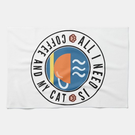 All I Need Is Coffee And My Cat Geschirrtuch (Horizontal)