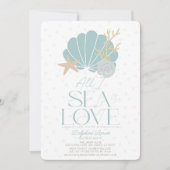 All I Sea is Love Blue Seashell Bridal Shower Einladung (Vorderseite)