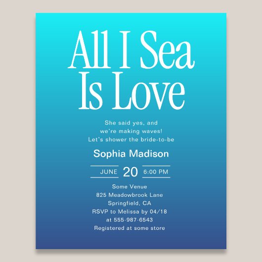 All I Sea Is Love Bridal Shower Blue Flyer