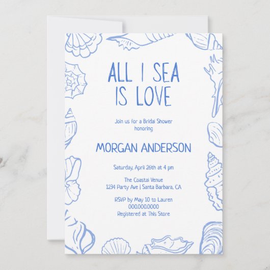 All I Sea is Love Bridal Shower Einladung (Vorderseite)