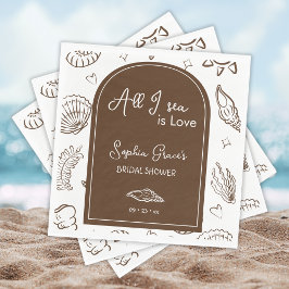 All I Sea is Love Brown Seashells Doodles  Serviette