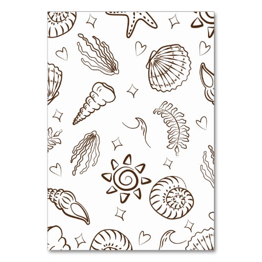All I Sea is Love Brown Seashells Tischnummer (Rückseite)