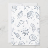 All I Sea is Love Dusty Blue Seashells Doodles  Einladung (Rückseite)