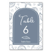 All I Sea is Love Dusty Blue Seashells Tischnummer (Vorderseite)