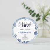 All I Sea Is Love Nautical Bridal Shower Seashell Einladung (Stehend Vorderseite)