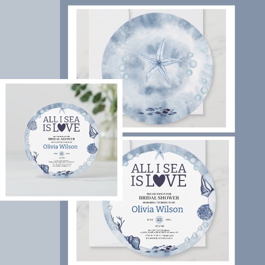 All I Sea Is Love Nautical Bridal Shower Seashell Einladung