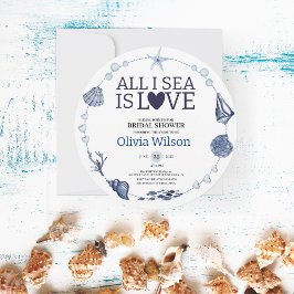 All I Sea Is Love Nautical Bridal Shower Seashell Einladung