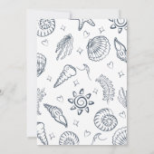 All I Sea is Love Navy Blue Seashells Doodles  Einladung (Rückseite)