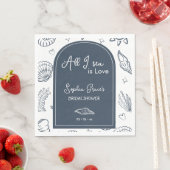 All I Sea is Love Navy Blue Seashells Doodles  Serviette (Beispiel)