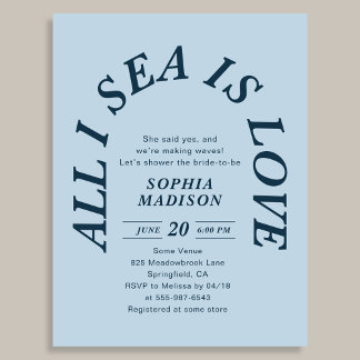 All I Sea Is Love Retro Arch Bridal Shower Einladungspostkarte