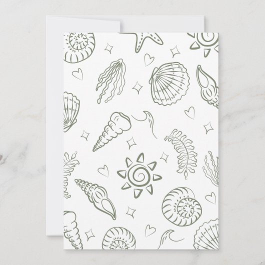 All I Sea is Love Sage Green Doodles Bridal Shower Einladung (Rückseite)