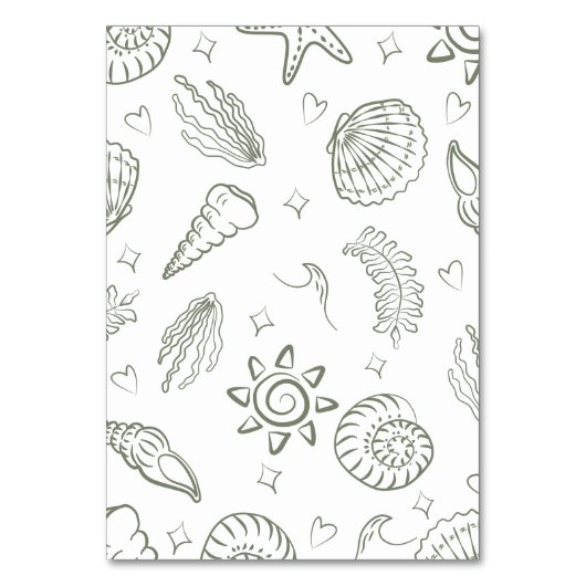 All I Sea is Love Sage Green Seashells Tischnummer (Rückseite)
