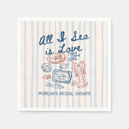 All I Sea is Love Seafood Bridal Shower Serviette