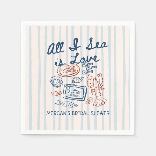 All I Sea is Love Seafood Bridal Shower Serviette (Vorderseite)