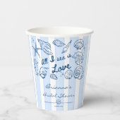 All I sea is love seashells bridal shower custom Pappbecher (Vorderseite)