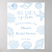 All I sea Is Love Seashells Bridal Shower welcome Poster (Vorne)