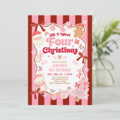 All I Want Christmas 4th Birthday Invitation Einladung (Stehend Vorderseite)